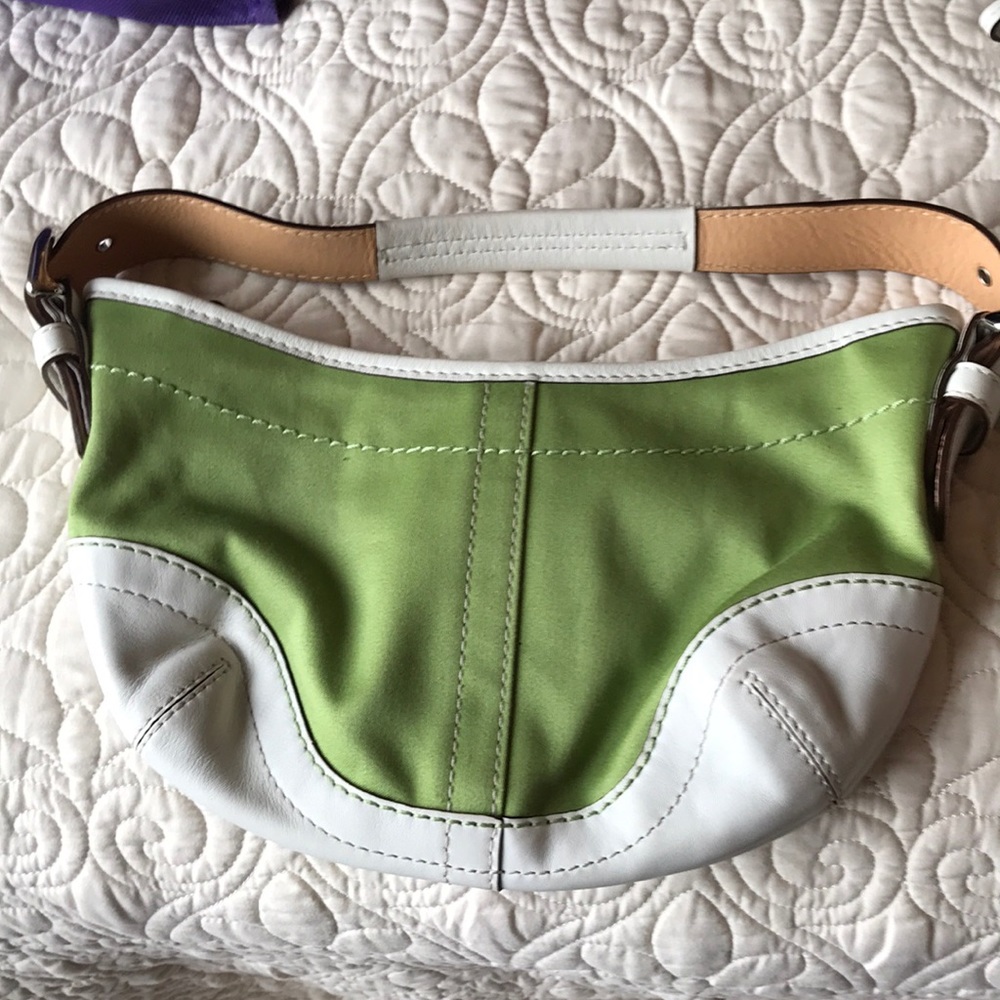 Coach Lime Green White Leather Trim